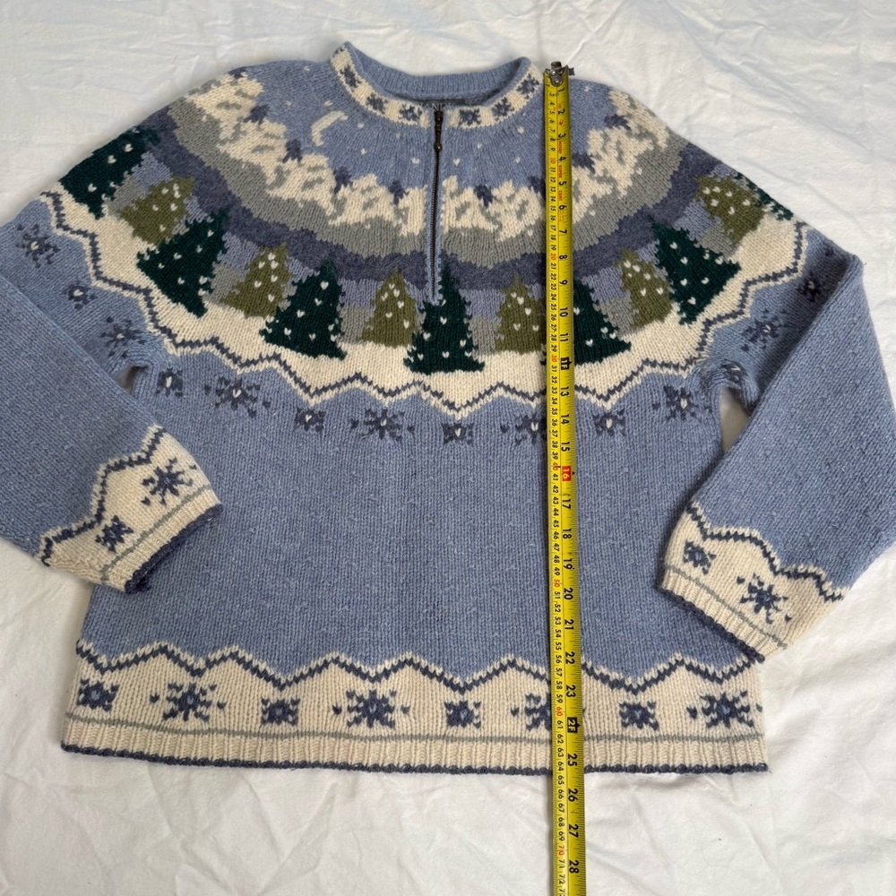 Icelandic Design 1998 Wool Angora Nordic Sweater L Reindeer Quarter Zip - Picture 10 of 12